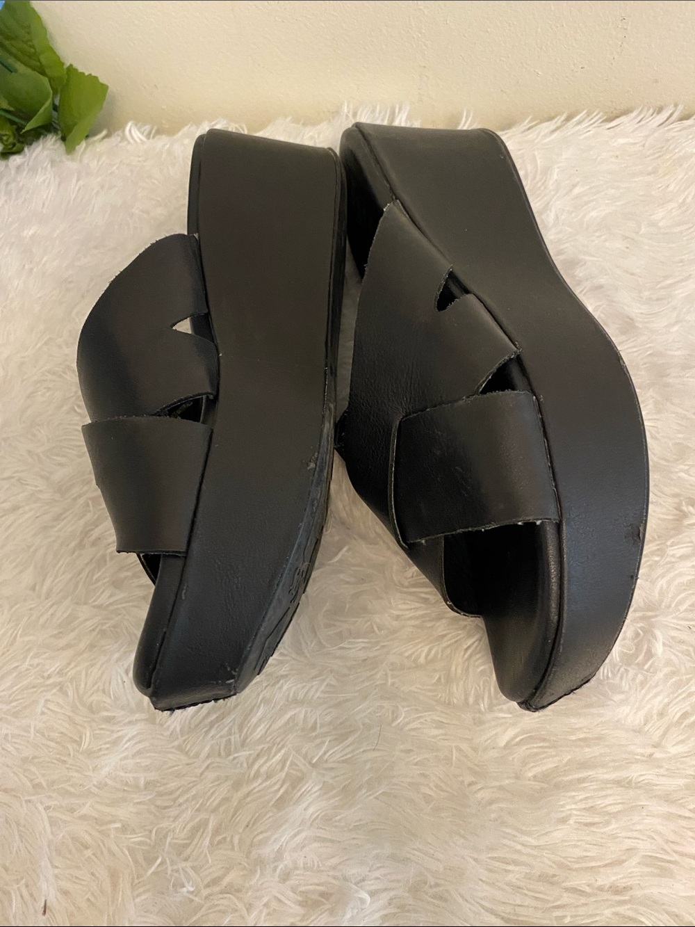 Kork-Ease Black Crossover Slide Wedge Mules - Picture 7 of 13